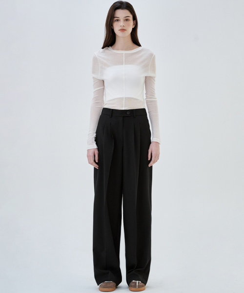 MALOUPE（マロップ）の「2173 ツーピンタックワイドパンツ (ブラック)（スラックス・レディース・その他・26/28/30）」の7枚目の写真