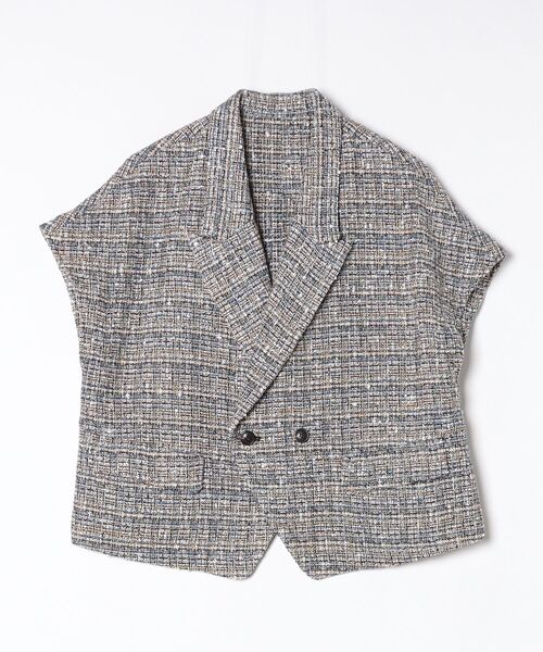 ROBES&CONFECTIONS(ローブスコンフェクションズ)の「Robes & Confections/ローブス&コンフェクションズ/尾州ツイード H JKT(テーラードジャケット・レディース・ブルー/ネイビー・1)」の5枚目の写真