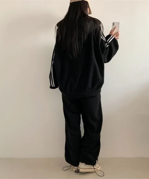 Lips(リップス)の「サイドラインパンツ&ジップパーカー/セットアップ/ストリートカジュアル(セットアップ・レディース・グレー/ライトグレー/ブラック・FREE)」の12枚目の写真