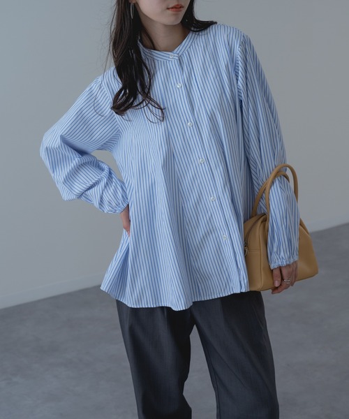 refinedworks（リファインドワークス）の「【refinedworks】フロントギャザーフレアブラウス（シャツ/ブラウス・レディース・ネイビー/グリーン/ホワイト・FREE）」の10枚目の写真