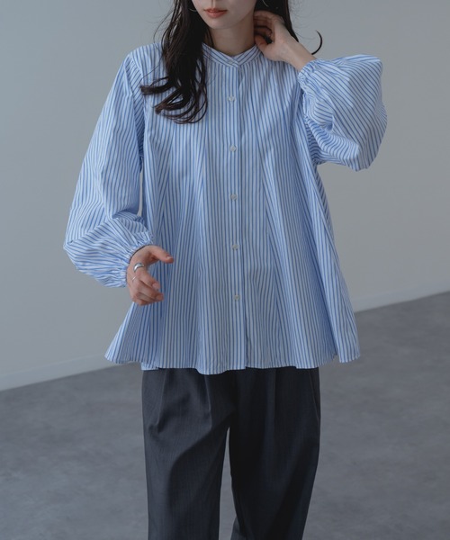 refinedworks（リファインドワークス）の「【refinedworks】フロントギャザーフレアブラウス（シャツ/ブラウス・レディース・ネイビー/グリーン/ホワイト・FREE）」の8枚目の写真