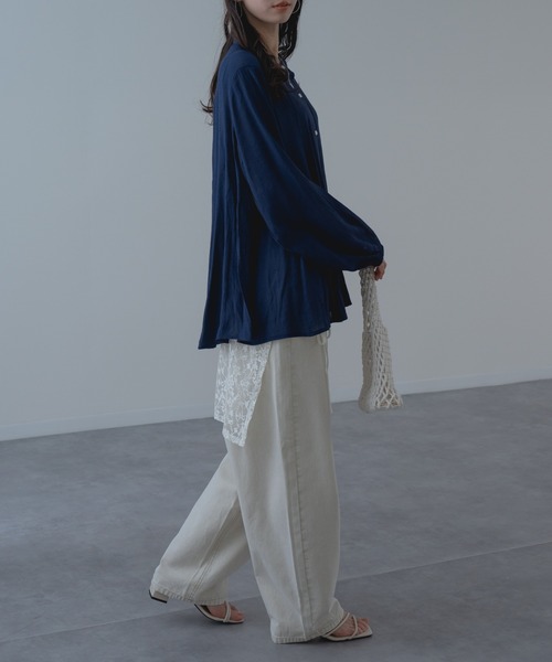 refinedworks（リファインドワークス）の「【refinedworks】フロントギャザーフレアブラウス（シャツ/ブラウス・レディース・ネイビー/グリーン/ホワイト・FREE）」の13枚目の写真