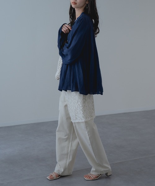 refinedworks（リファインドワークス）の「【refinedworks】フロントギャザーフレアブラウス（シャツ/ブラウス・レディース・ネイビー/グリーン/ホワイト・FREE）」の11枚目の写真