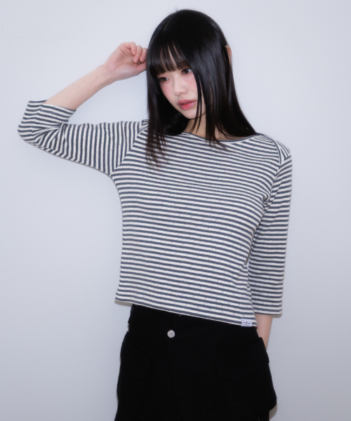 ROSEFRANTZ（ロゼフランツ）の「Stripe Three-Quarter Sleeve [Dark Gray]（Tシャツ/カットソー・レディース・ダークグレー・OS）」の3枚目の写真
