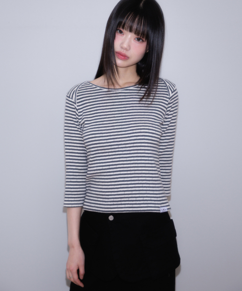 ROSEFRANTZ（ロゼフランツ）の「Stripe Three-Quarter Sleeve [Dark Gray]（Tシャツ/カットソー・レディース・ダークグレー・OS）」の5枚目の写真