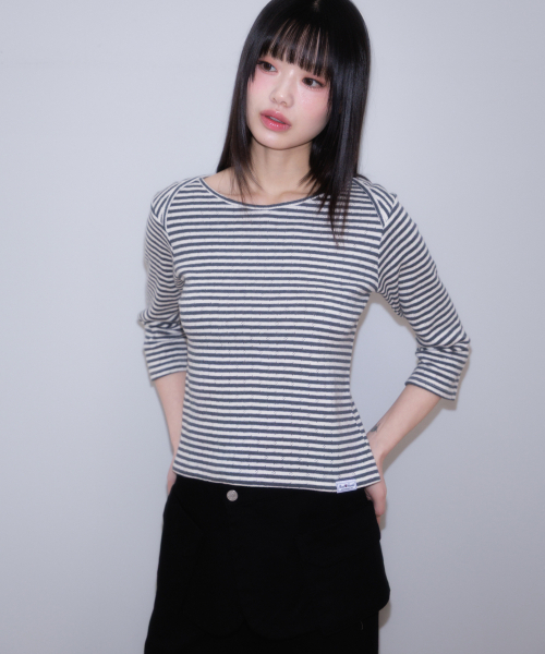 ROSEFRANTZ（ロゼフランツ）の「Stripe Three-Quarter Sleeve [Dark Gray]（Tシャツ/カットソー・レディース・ダークグレー・OS）」の6枚目の写真