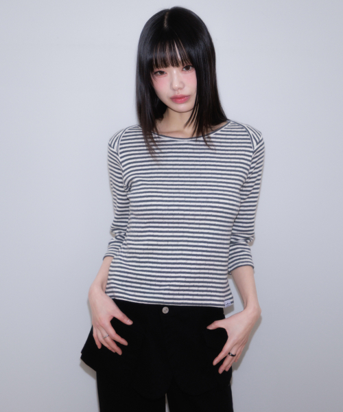 ROSEFRANTZ（ロゼフランツ）の「Stripe Three-Quarter Sleeve [Dark Gray]（Tシャツ/カットソー・レディース・ダークグレー・OS）」の7枚目の写真