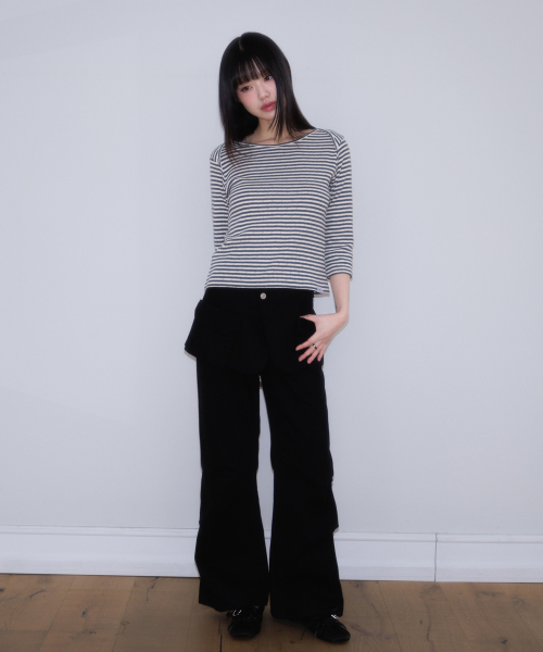ROSEFRANTZ（ロゼフランツ）の「Stripe Three-Quarter Sleeve [Dark Gray]（Tシャツ/カットソー・レディース・ダークグレー・OS）」の9枚目の写真
