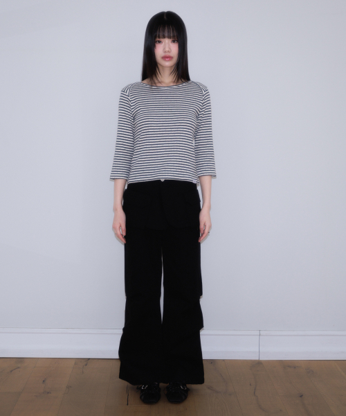 ROSEFRANTZ（ロゼフランツ）の「Stripe Three-Quarter Sleeve [Dark Gray]（Tシャツ/カットソー・レディース・ダークグレー・OS）」の10枚目の写真