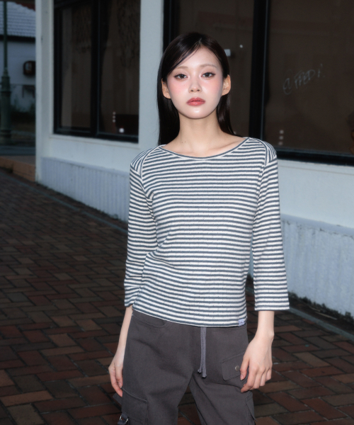ROSEFRANTZ（ロゼフランツ）の「Stripe Three-Quarter Sleeve [Dark Gray]（Tシャツ/カットソー・レディース・ダークグレー・OS）」の13枚目の写真