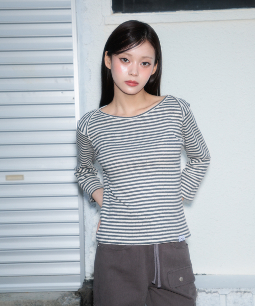 ROSEFRANTZ（ロゼフランツ）の「Stripe Three-Quarter Sleeve [Dark Gray]（Tシャツ/カットソー・レディース・ダークグレー・OS）」の15枚目の写真