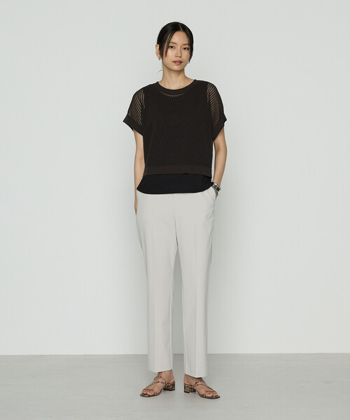 COMME CA（コムサ）の「〔 Sサイズ 〕 透かし編みレース柄 レイヤードニット（アンサンブル・レディース・グレー・5号）」の2枚目の写真