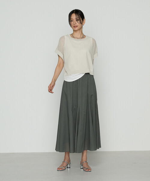 COMME CA（コムサ）の「〔 Sサイズ 〕 透かし編みレース柄 レイヤードニット（アンサンブル・レディース・グレー・5号）」の4枚目の写真