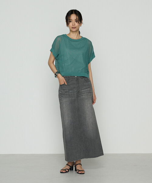 COMME CA（コムサ）の「〔 Sサイズ 〕 透かし編みレース柄 レイヤードニット（アンサンブル・レディース・グレー・5号）」の7枚目の写真