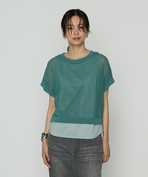 COMME CA（コムサ）の「〔 Sサイズ 〕 透かし編みレース柄 レイヤードニット（アンサンブル・レディース・グレー・5号）」の8枚目の写真