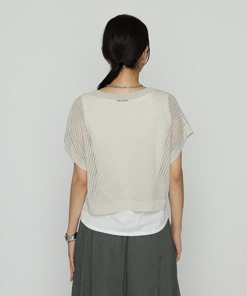 COMME CA（コムサ）の「〔 Sサイズ 〕 透かし編みレース柄 レイヤードニット（アンサンブル・レディース・グレー・5号）」の11枚目の写真