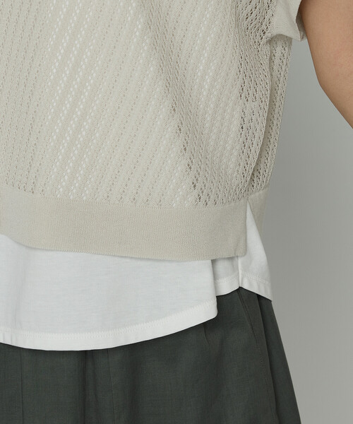 COMME CA（コムサ）の「〔 Sサイズ 〕 透かし編みレース柄 レイヤードニット（アンサンブル・レディース・グレー・5号）」の14枚目の写真