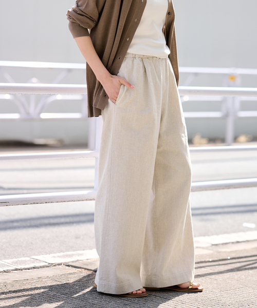 FRAMeWORK（フレームワーク）の「≪追加≫綿麻イージーパンツ（その他パンツ・レディース・ネイビー/ベージュ/ホワイト・36/38）」の4枚目の写真