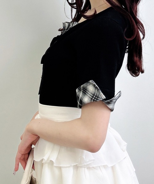 INGNI(イング)の「チェックシャツレイヤード風半袖ニット(ニット/セーター・レディース・ブラック系9/グレー系9・M)」の15枚目の写真