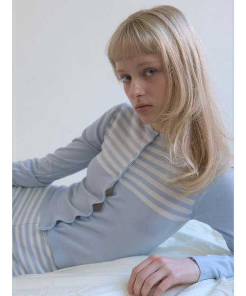 Kijun（キジュン）の「Stripe Knit Cardigan Sky Blue（カーディガン/ボレロ・レディース・その他・SMALL/MEDIUM）」の7枚目の写真