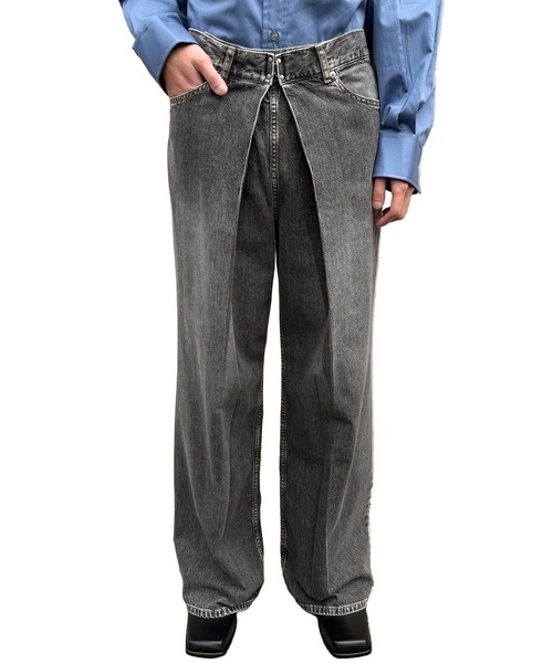 JOHN LAWRENCE SULLIVAN（ジョンローレンスサリバン）の「【JOHN LAWRENCE SULLIVAN】WASHED DENIM WIDE PANTS（デニムパンツ・メンズ・インディゴブルー/ブラック・44/46）」の5枚目の写真