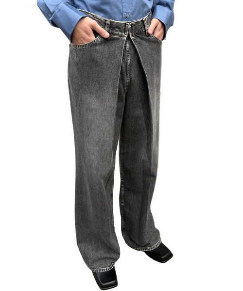 JOHN LAWRENCE SULLIVAN（ジョンローレンスサリバン）の「【JOHN LAWRENCE SULLIVAN】WASHED DENIM WIDE PANTS（デニムパンツ・メンズ・インディゴブルー/ブラック・44/46）」の6枚目の写真