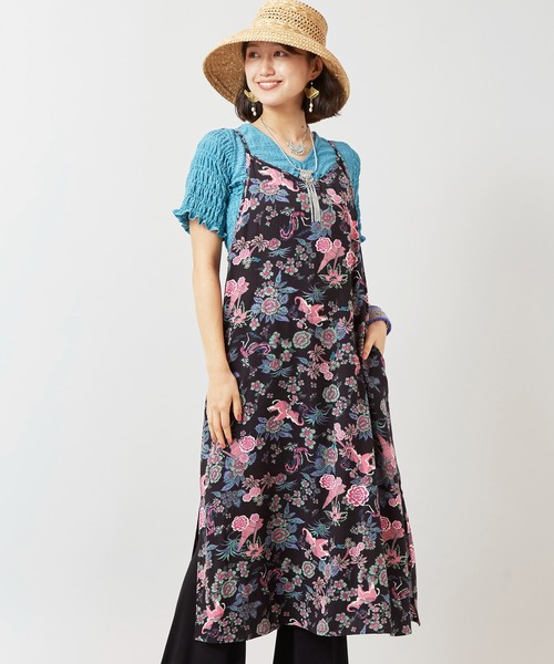 チャイハネ(チャイハネ)の「【チャイハネ】ボヘクランキャミワンピース(ワンピース・レディース・ベージュ/ブラック/ターコイズブルー・FREE)」の2枚目の写真