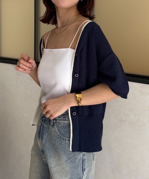 Thevon（ゼボン）の「カットリブカップ付きキャミ（キャミソール・レディース・ブラック/グレイッシュベージュ/オフホワイト・FREE）」の5枚目の写真