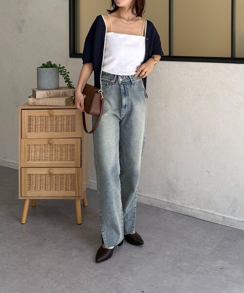 Thevon（ゼボン）の「カットリブカップ付きキャミ（キャミソール・レディース・ブラック/グレイッシュベージュ/オフホワイト・FREE）」の7枚目の写真