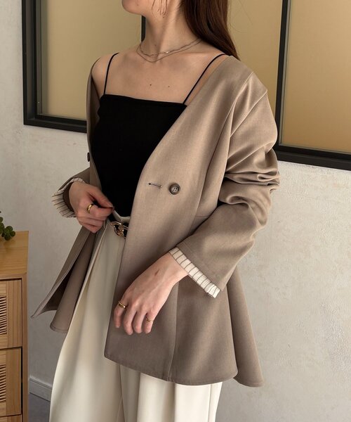 Thevon（ゼボン）の「カットリブカップ付きキャミ（キャミソール・レディース・ブラック/グレイッシュベージュ/オフホワイト・FREE）」の14枚目の写真