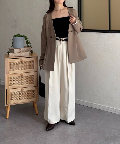 Thevon（ゼボン）の「カットリブカップ付きキャミ（キャミソール・レディース・ブラック/グレイッシュベージュ/オフホワイト・FREE）」の16枚目の写真