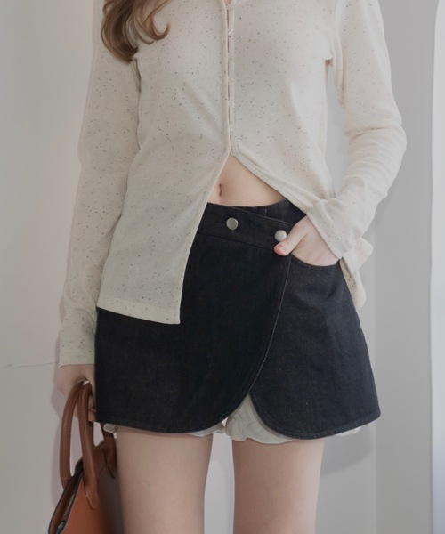 JUMELLE(ジュメロ)の「フリルパンツデニムスカート(デニムスカート・レディース・ブラック/ブルー・MEDIUM/SMALL)」の1枚目の写真