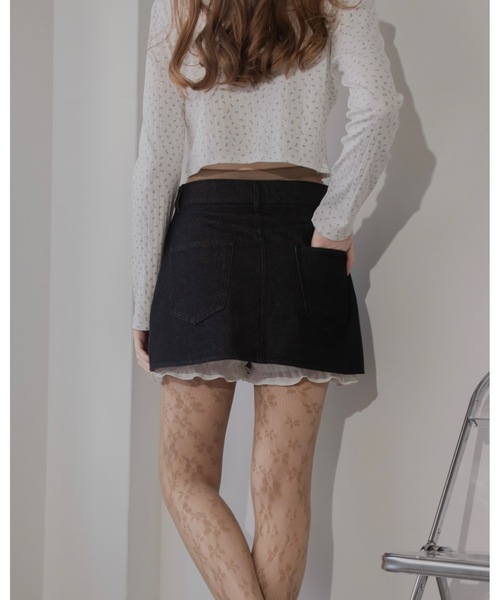 JUMELLE(ジュメロ)の「フリルパンツデニムスカート(デニムスカート・レディース・ブラック/ブルー・MEDIUM/SMALL)」の16枚目の写真