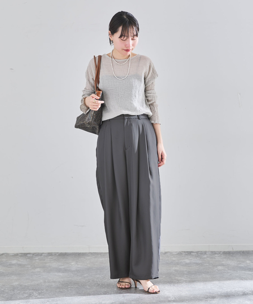IENA（イエナ）の「《洗濯機洗い可》UVカット/接触冷感 ツイルコクーンスラックス（スラックス・レディース・チャコールグレー/ブラウン・40/38/36/34）」の4枚目の写真