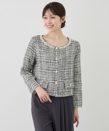 Jayro（ジャイロ）の「パールネックツイードジャケット（ノーカラージャケット）」