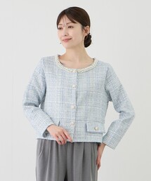 Jayro（ジャイロ）の「パールネックツイードジャケット（ノーカラージャケット）」