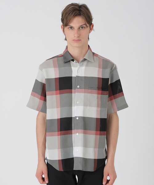 BLACK LABEL CRESTBRIDGE(ブラックレーベル・クレストブリッジ)の「カラミクレストブリッジチェックハーフスリーブシャツ(シャツ/ブラウス・メンズ・ベージュ系その他2/オフホワイト/ブラック・L/M/S/LL)」の3枚目の写真
