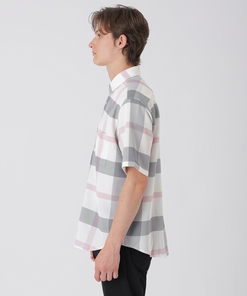 BLACK LABEL CRESTBRIDGE(ブラックレーベル・クレストブリッジ)の「カラミクレストブリッジチェックハーフスリーブシャツ(シャツ/ブラウス・メンズ・ベージュ系その他2/オフホワイト/ブラック・L/M/S/LL)」の9枚目の写真