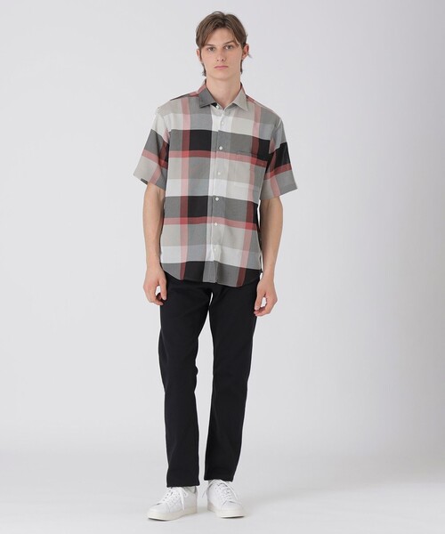 BLACK LABEL CRESTBRIDGE(ブラックレーベル・クレストブリッジ)の「カラミクレストブリッジチェックハーフスリーブシャツ(シャツ/ブラウス・メンズ・ベージュ系その他2/オフホワイト/ブラック・L/M/S/LL)」の4枚目の写真