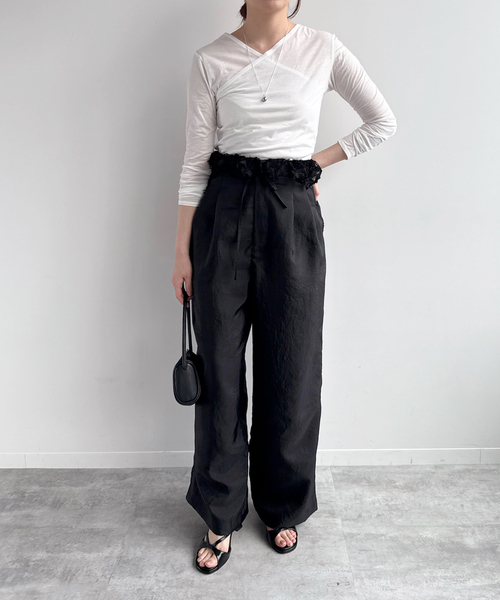 EDIT. FOR LULU（エディットフォールル）の「【EUCHRONIA/ユークロニア】Original torsion lace slacks（スラックス・レディース・ブラック・FREE）」の4枚目の写真