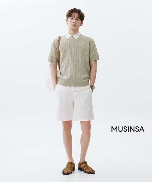 MINDBRIDGE(マインドブリッジ)の「ルーズフィットフルバンディングハーフパンツ - 2カラー(その他パンツ・メンズ・ホワイト/ベージュ・36/34/32/30/29)」の11枚目の写真