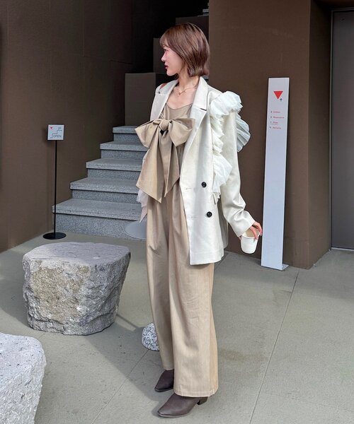 Chico(チコ)の「【ほのかコラボ企画】リボンベアコンビネゾン(つなぎ/オールインワン・レディース・グレー/ベージュ・SMALL/MEDIUM)」の12枚目の写真