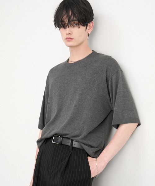CIYOT（シヨウト）の「【CIYOT】コンパクトシルエット ハイゲージ 半袖 サマーニット Tシャツ＜マシンウォッシャブル・接触冷感＞（Tシャツ/カットソー・メンズ・アイボリー系/チャコールグレー/ブラウン系/アイボリー/グレー/ブラウン系2/チャコール/グレー系・S/L/M）」の5枚目の写真