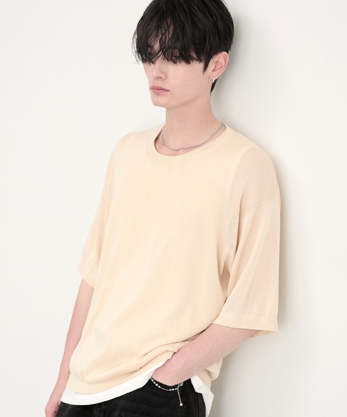 CIYOT（シヨウト）の「【CIYOT】コンパクトシルエット ハイゲージ 半袖 サマーニット Tシャツ＜マシンウォッシャブル・接触冷感＞（Tシャツ/カットソー・メンズ・アイボリー系/チャコールグレー/ブラウン系/アイボリー/グレー/ブラウン系2/チャコール/グレー系・S/L/M）」の8枚目の写真