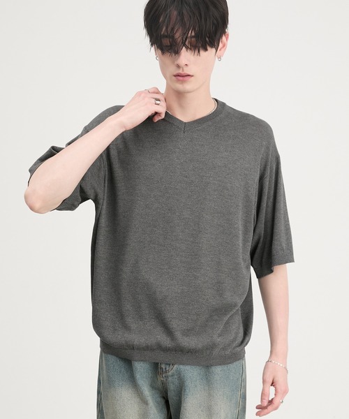 CIYOT（シヨウト）の「【CIYOT】コンパクトシルエット ハイゲージ 半袖 サマーニット Tシャツ＜マシンウォッシャブル・接触冷感＞（Tシャツ/カットソー・メンズ・アイボリー系/チャコールグレー/ブラウン系/アイボリー/グレー/ブラウン系2/チャコール/グレー系・S/L/M）」の4枚目の写真