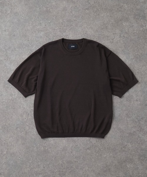 CIYOT（シヨウト）の「【CIYOT】コンパクトシルエット ハイゲージ 半袖 サマーニット Tシャツ＜マシンウォッシャブル・接触冷感＞（Tシャツ/カットソー・メンズ・アイボリー系/チャコールグレー/ブラウン系/アイボリー/グレー/ブラウン系2/チャコール/グレー系・S/L/M）」の18枚目の写真