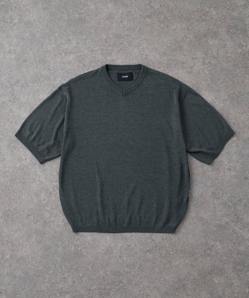 CIYOT（シヨウト）の「【CIYOT】コンパクトシルエット ハイゲージ 半袖 サマーニット Tシャツ＜マシンウォッシャブル・接触冷感＞（Tシャツ/カットソー・メンズ・アイボリー系/チャコールグレー/ブラウン系/アイボリー/グレー/ブラウン系2/チャコール/グレー系・S/L/M）」の15枚目の写真