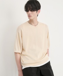 CIYOT（シヨウト）の「【CIYOT】コンパクトシルエット ハイゲージ 半袖 サマーニット Tシャツ<マシンウォッシャブル・接触冷感>（Tシャツ/カットソー）」