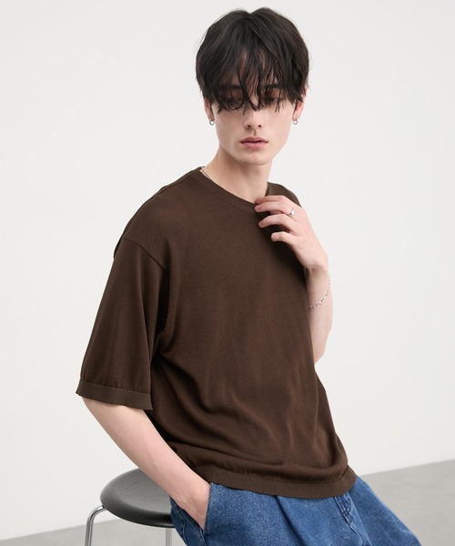 CIYOT(シヨウト)の「【CIYOT】コンパクトシルエット ハイゲージ 半袖 サマーニット Tシャツ<マシンウォッシャブル・接触冷感>(Tシャツ/カットソー・メンズ・アイボリー系/チャコールグレー/ブラウン系/アイボリー/グレー/ブラウン系2/チャコール/グレー系・S/L/M)」の21枚目の写真