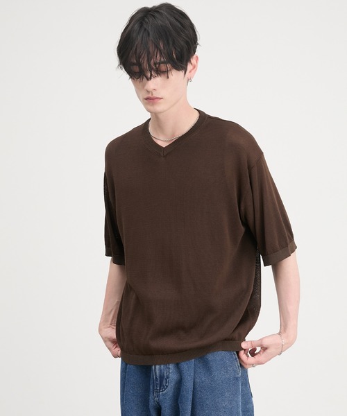CIYOT(シヨウト)の「【CIYOT】コンパクトシルエット ハイゲージ 半袖 サマーニット Tシャツ<マシンウォッシャブル・接触冷感>(Tシャツ/カットソー・メンズ・アイボリー系/チャコールグレー/ブラウン系/アイボリー/グレー/ブラウン系2/チャコール/グレー系・S/L/M)」の22枚目の写真